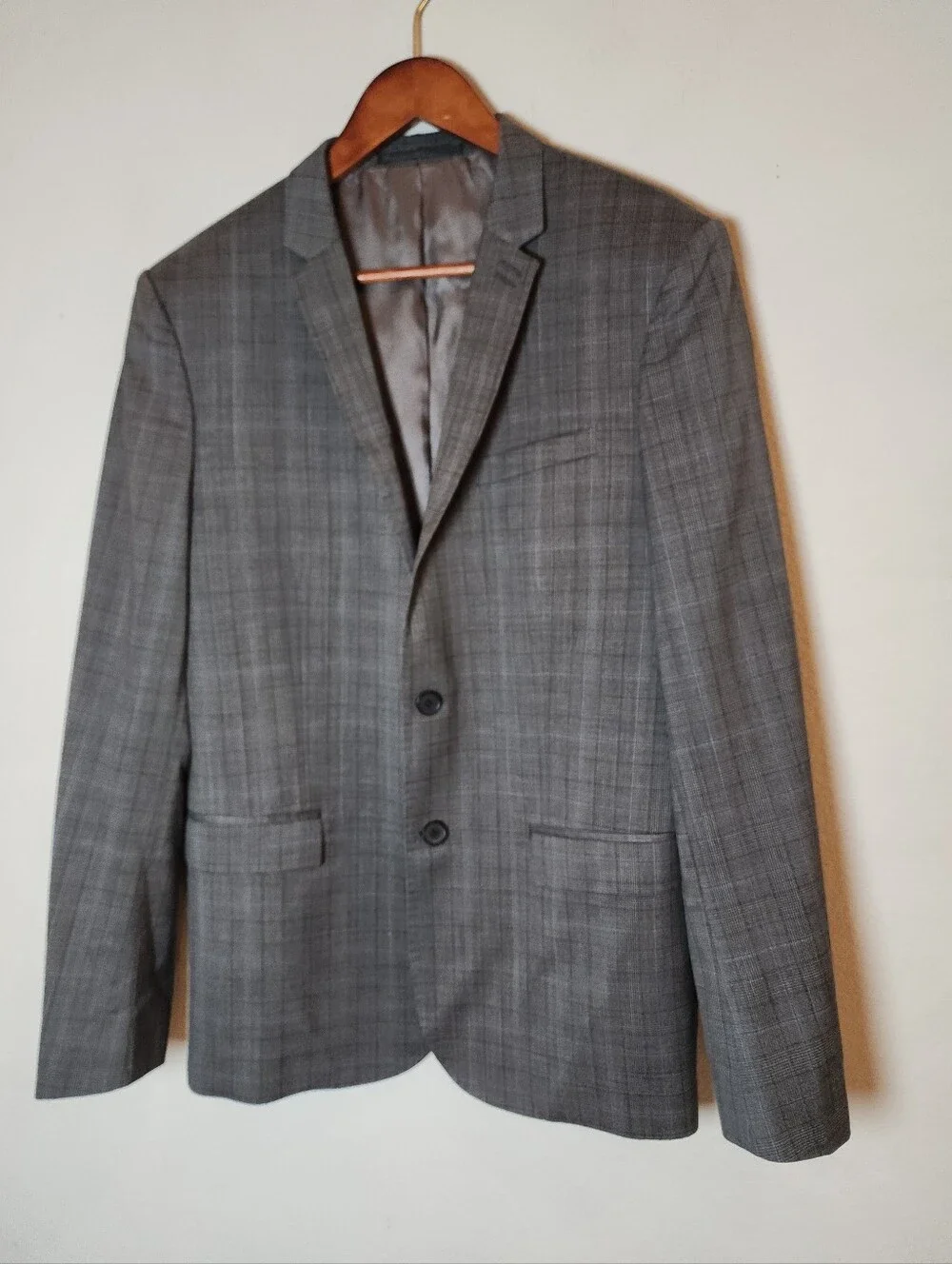 The Kooples 100% Wool Blazer Jacket Grey Black Blue Plaid IT 50 US 40 Medium